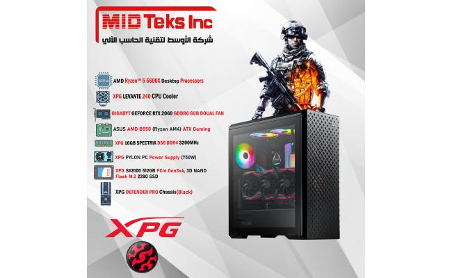 Gaming Desktop (MID-40),AMD Ryzen™ 5 5600X,DDR4 /16GB ,SSD 512GB ,RTX 2060 ,TUF MB B550,XPG PYLON 750W ,XPG DEFENDER PRO
